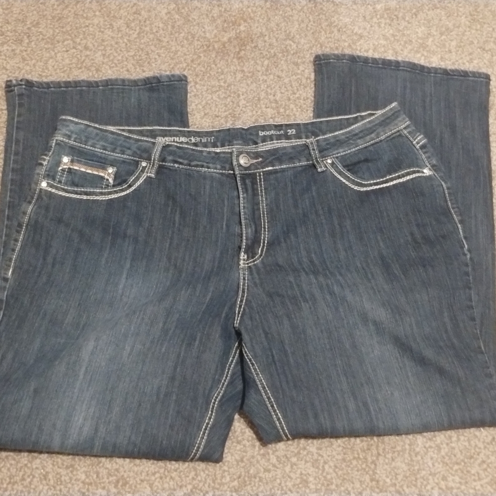 Avenue Dark Blue Boot Cut Jeans